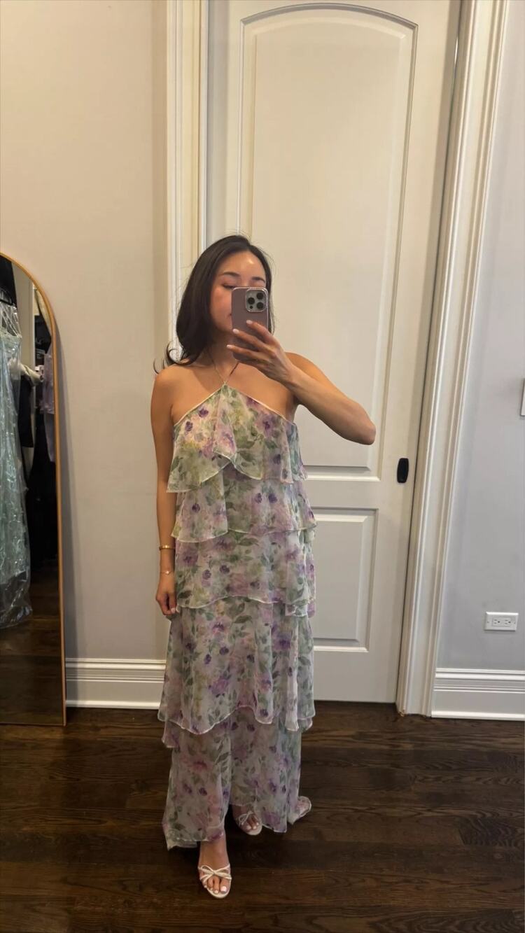 ELLIATT Mirabelle Floral Multi Tiered Chiffon Halter Dress